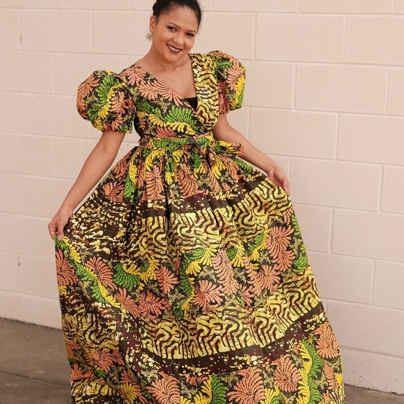 Women African print full length maxi dress - Picture 4 of 7